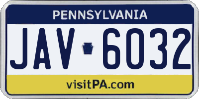 PA license plate JAV6032