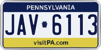 PA license plate JAV6113