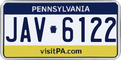 PA license plate JAV6122