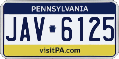 PA license plate JAV6125