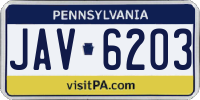 PA license plate JAV6203