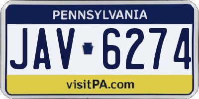 PA license plate JAV6274