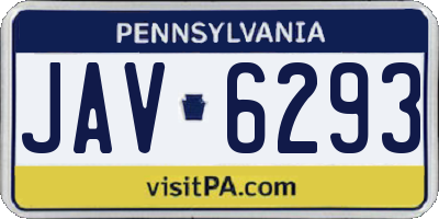 PA license plate JAV6293