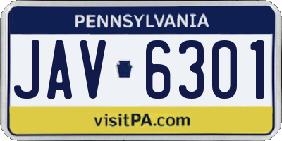 PA license plate JAV6301