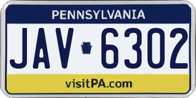 PA license plate JAV6302