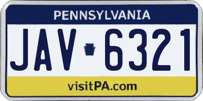 PA license plate JAV6321