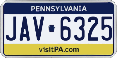 PA license plate JAV6325