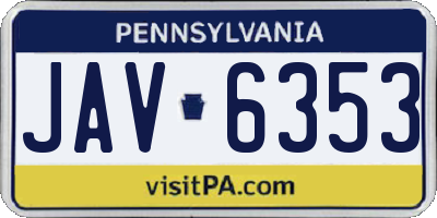 PA license plate JAV6353