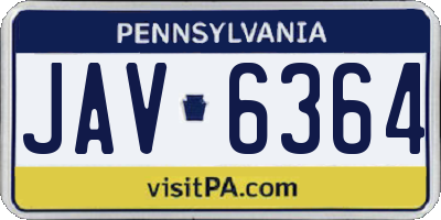 PA license plate JAV6364