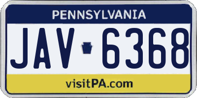 PA license plate JAV6368