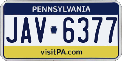 PA license plate JAV6377