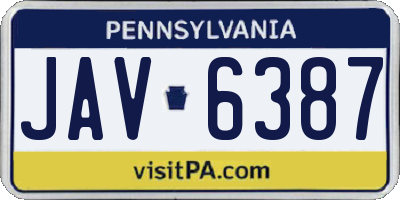 PA license plate JAV6387