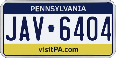 PA license plate JAV6404