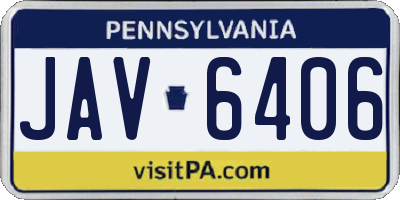 PA license plate JAV6406