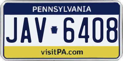 PA license plate JAV6408