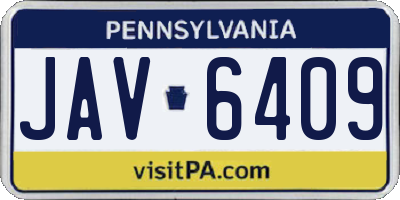 PA license plate JAV6409