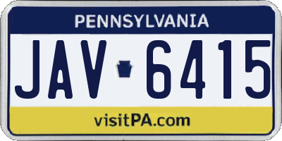 PA license plate JAV6415