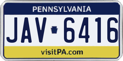 PA license plate JAV6416