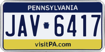 PA license plate JAV6417