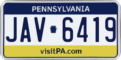 PA license plate JAV6419