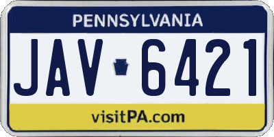 PA license plate JAV6421