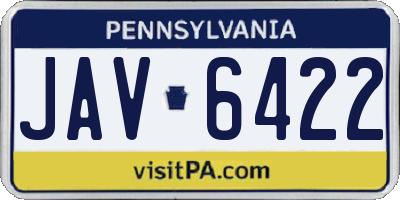 PA license plate JAV6422