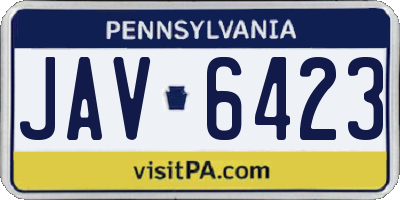 PA license plate JAV6423