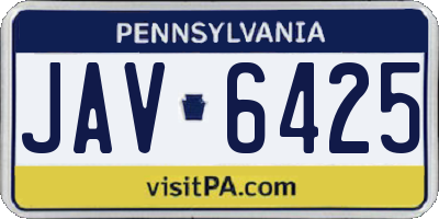 PA license plate JAV6425