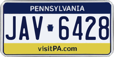 PA license plate JAV6428