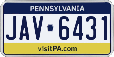 PA license plate JAV6431