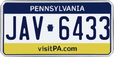 PA license plate JAV6433