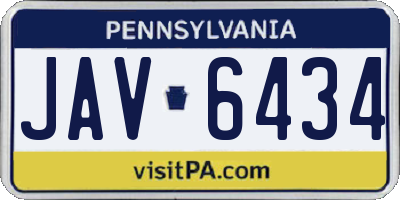 PA license plate JAV6434