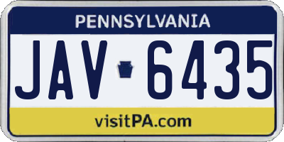 PA license plate JAV6435