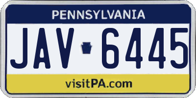 PA license plate JAV6445