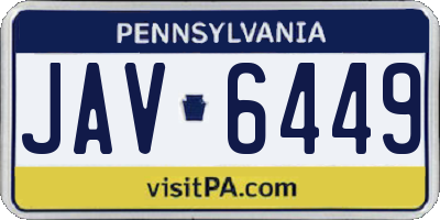 PA license plate JAV6449