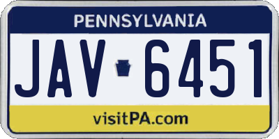 PA license plate JAV6451