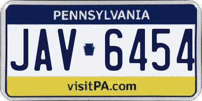 PA license plate JAV6454