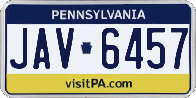 PA license plate JAV6457