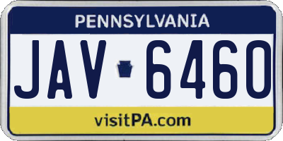 PA license plate JAV6460