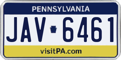 PA license plate JAV6461