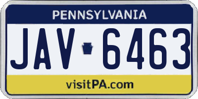 PA license plate JAV6463