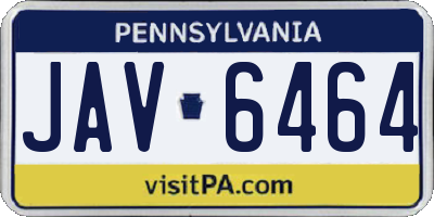 PA license plate JAV6464