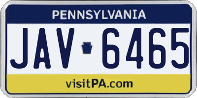 PA license plate JAV6465