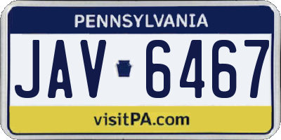 PA license plate JAV6467