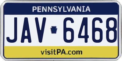 PA license plate JAV6468