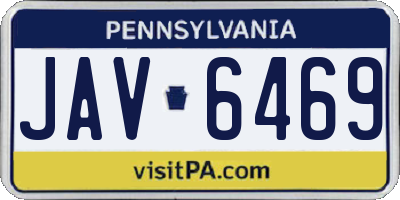 PA license plate JAV6469