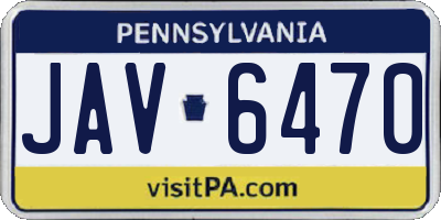 PA license plate JAV6470