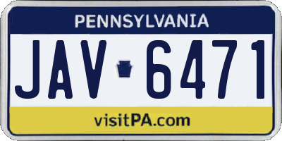 PA license plate JAV6471