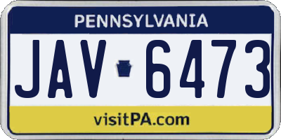 PA license plate JAV6473