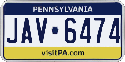 PA license plate JAV6474